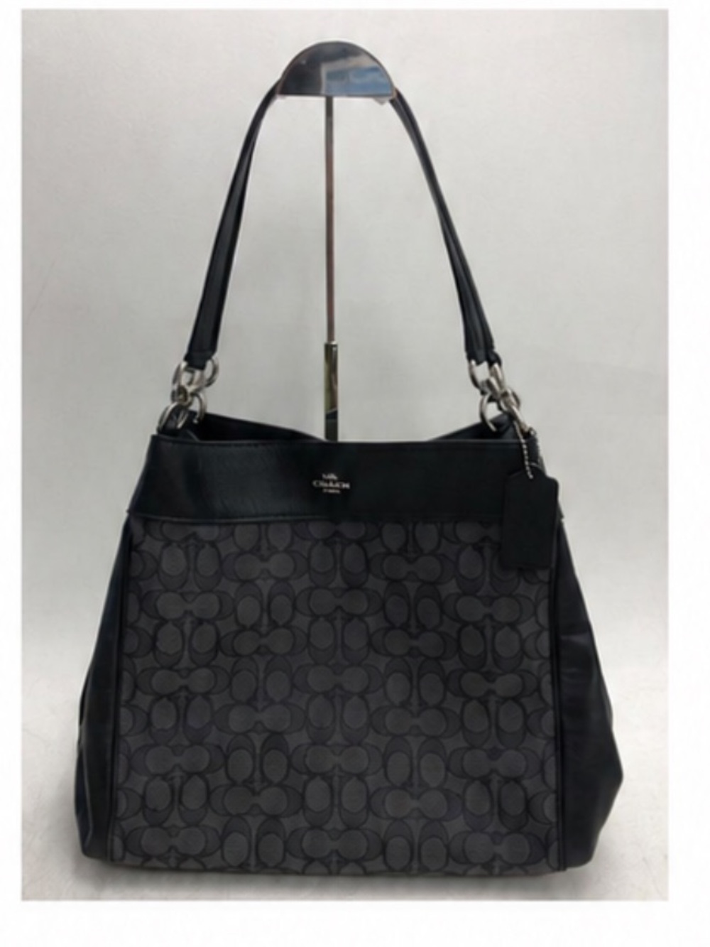 Coach Lexy F27579 Black Signature Jacquard Leather Shoulder Bag